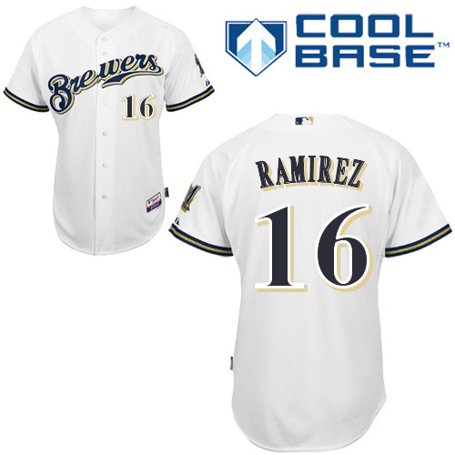 Aramis Ramirez #16 MLB Jersey-Milwaukee Brewers Men's Authentic Home White Cool Base Baseball Jersey